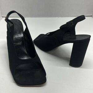 Robert Clergerie Heels High Heel Shoes Square Open Toe Ankle Strap Black Size 8